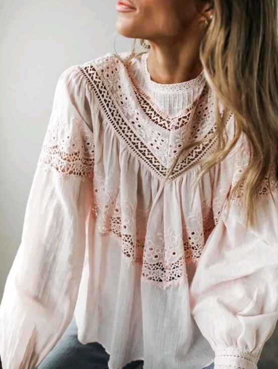 Free People Tops - Free People Abigail Victorian Lace Blouse In Moon Cake